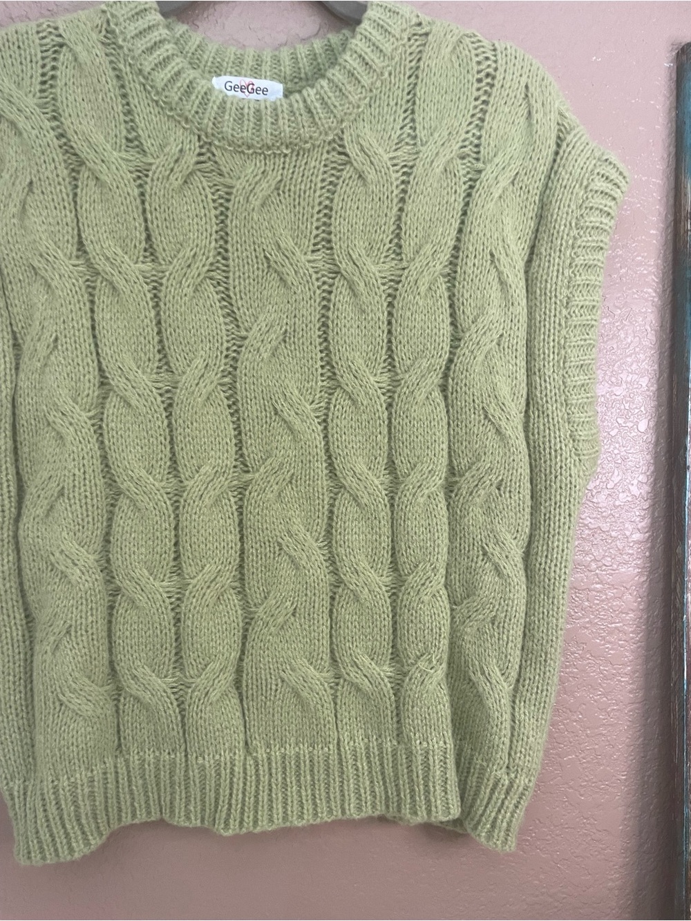 GeeGee Women’s Cable Knit Crewneck Sweater Vest in Sage